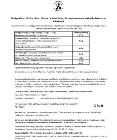 Veggy Duck - Chickpea Flour (1kg) - Gluten Free | Non-GMO | Vegan - Buy Online on GoSupps.com