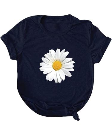 Women's Floral Short Sleeve V-Neck Top - Dressy Casual Summer Shirt | Trendy Graphic T-Shirt - Solid Square Neck Tee - Size 17 Medium - Buy Online on GoSupps.com