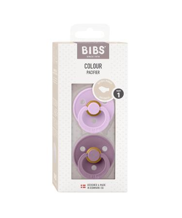 BIBS COLOUR Anatomical Pacifier 2 Pack | BPA-Free Dummy | Natural Rubber | Size 1 (0-6 Months) | Violet Sky & Mauve | Jaw-Friendly | Made in Denmark - Buy Online on GoSupps.com