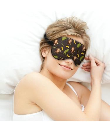 Cute Monkey and Banana Leaf Pattern Sleep Mask with Adjustable Head Strap - Comfortable Soft Eye Mask for Blissful Sleep | Blindfold Eyeshade - Buy Online on GoSupps.com