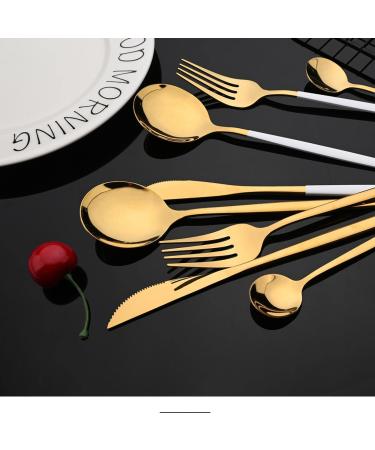 24pcs Colorful Dinnerware Set Stainless Steel Cutlery Kitchen Mirror Gold Tableware Knife Fork Spoon Dinner
