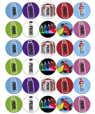 30 Prime Hydration Drink Cupcake Toppers Edible Wafer Paper Fairy Cake Toppers Birthday Cakes Decorations Logan Paul & Ksi