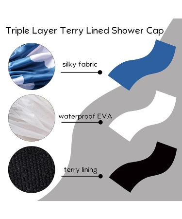 Terry Lined Shower Cap for Women - Waterproof & Reusable - Blue - Buy Online on GoSupps.com