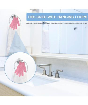 Sibba 3 Pairs Bath Exfoliating Gloves - Body Scrub Shower Scrubber Set with Hooks - Spa Loofah Shower Glove for Men and Women (Green, Blue, Pink) - Buy Online on GoSupps.com