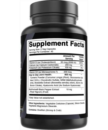 Best Naturals Day-to-Day Joint Support 90 Veg Capsules - Made with Vitmain D K2 Calcium Potassium Turmeric Glucosamine Chondroitin MSM - Buy Online on GoSupps.com