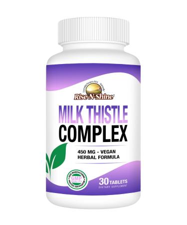 Rise-N-Shine Milk Thistle Complex Vegan Support Supplement 450mg 30 Vegetable Capsules