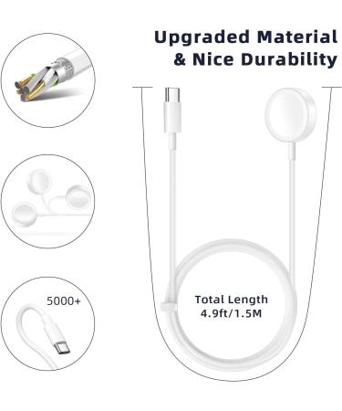 USB C Watch Charger Cable Compatible with Apple Watch Series SE2/8/7/6/5/4/3/2/1/SE  Magnetic Watch Car Charger Compatible with iWatch  Portable Travel Type C Charging Cord (4.9ft/1.5M) Regular Charging - Buy Online on GoSupps.com