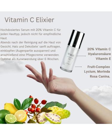  MAGE MAGE Vitamin C Elixir Anti-Aging Face Serum with 20% Vitamin C facial care against skin aging for smooth skin fragrance-free vegan made in Germany - Buy Online on GoSupps.com