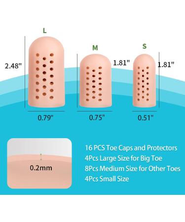 Kimihome 16 PCS Silicone Toe Caps & Protectors - Relief for Corns, Blisters & Ingrown Toenails - Toe Sleeve Cushions (4 Large + 8 Medium + 4 Small) Beige - Buy Online on GoSupps.com