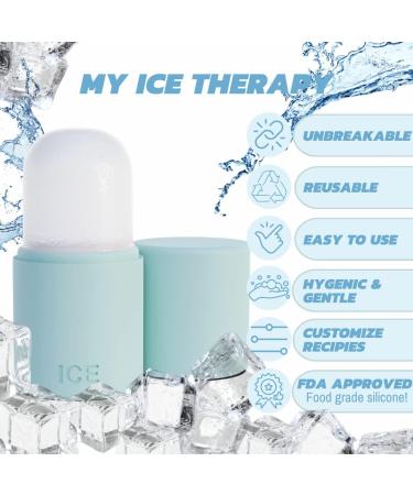 Ice Face Roller & Gua Sha Silicone Mold Set for Brightening, Tightening & Toning - Reduce Fine Lines, Shrink Pores, and Achieve Glowing Youthful Skin - Anti-Aging Cryotherapy Therapy - Blue Baby Blue - Buy Online on GoSupps.com