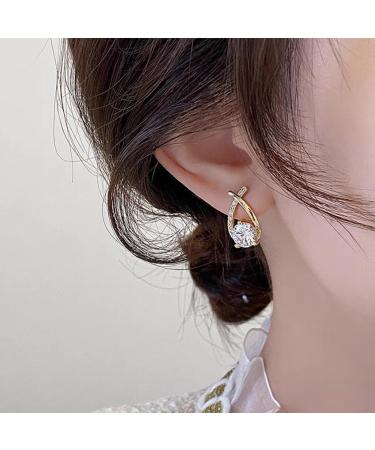 Fashionable Gold-Colored Cross Earrings - Sparkling Zirconia Jewelry Gifts for Women & Girls | Elegant Crystal Style - Buy Online on GoSupps.com