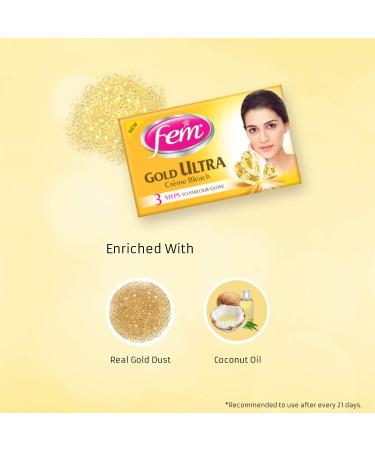 Fem Gold Ultra Cream Bleach 30g - Gentle Skin Lightening & Hair Removal for All Skin Types - Buy Online on GoSupps.com