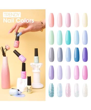 GELLEN 28 Pack Gel Nail Polish Kit - Glossy/Matte Top Coat, Base Coat, Pastel Shades, Soak Off Gel Colors Set - Starter Set for Candy Pastels - Buy Online on GoSupps.com