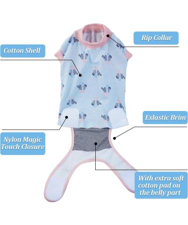 Recovery Suit for Dogs | Postoperative Wound Protection & Anti-Licking Clothing (XS Blue Cactus) - Ideal for Puppies - Buy Online on GoSupps.com
