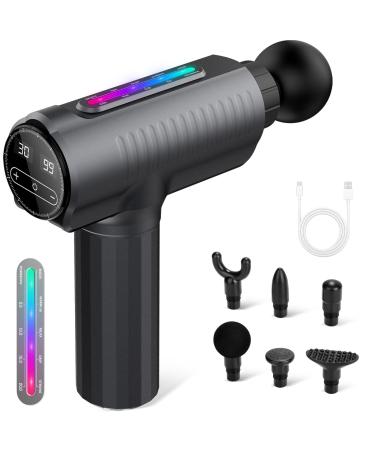 Massage gun - uplayteck massage gun massager hand massage device with 30 speeds and LCD touchscreen 6 massage heads massage gun for relaxation of shoulders body and back silver