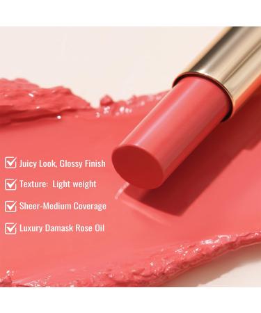 Oulac Coral Peach Moisturising Lipstick: Hydrating Lip Balm for Dry Lips - Juicy Glossy Finish, Vegan & Cruelty-Free (04) - Buy Online on GoSupps.com