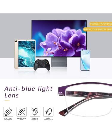 FONHCOO Half-Rim Reading Glasses for Men & Women - Blue Light Filter 4.0x Visual Aid for Seniors - Stylish & Comfortable - Buy Online on GoSupps.com