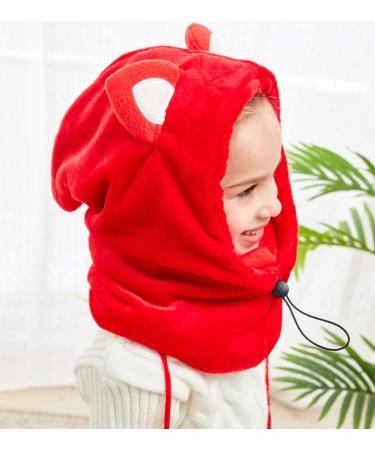 Happy Cherry Kids Ski Balaclava & Scarf - Thermal Winter Hat for Boys & Girls (Ages 2-12) in Red | Neck Protection Cartoon Hood for Outdoor Cycling - Buy Online on GoSupps.com
