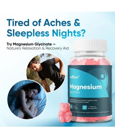FOODESKY Magnesium Glycinate Gummies | 10 Forms of Magnesium + Vitamin D3 & Zinc | 60 Gummies | Supports Relaxation Focus & Better Sleep (1) - Buy Online on GoSupps.com