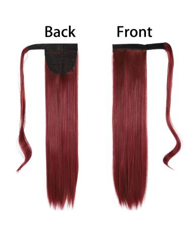 Wine Red Burg Ponytail Hair Extension | Synthetic Clip-in Wrap Around Hairpiece | Long Drawstring Pony Tail Hair Wrap - 1pc - Buy Online on GoSupps.com