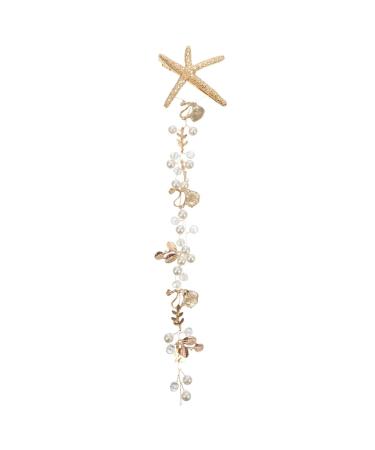 Lurrose Wedding Hair Piece Mermaid Seafish Headband Bridal Wedding Hair Vines Hair Accessories for Women Golden
