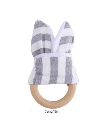Natural Wooden Teething Rings for Babies - 2Pcs Teether Set for Boys & Girls (Gray) - Safe & Stylish Teething Solution - Buy Online on GoSupps.com