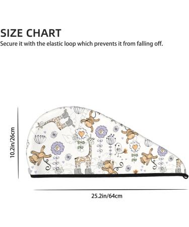 Cute Animal Doodle Microfiber Hair Towel Super Absorbent Quick Dry Turban for Curly Long Thick Hair | Hair Wrap Bonnet Cap for Women Girls & Kids - Buy Online on GoSupps.com