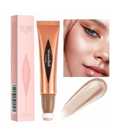 Highlighter Makeup Stick - Creamy Blush Highlighter Stick Sharpening Stick Highlighter Contouring Shimmer Liquid Powder Waterproof Light Face Cosmetics Rowces High Gloss Liquid 03#