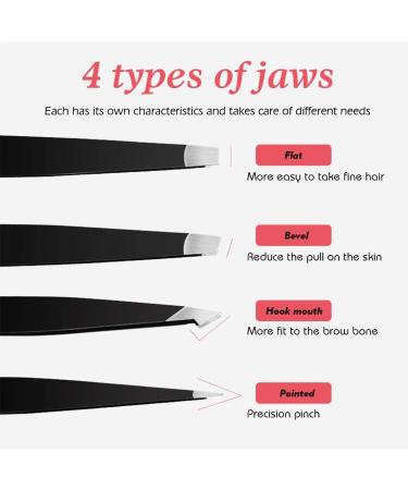 ZJchao Professional Eyebrow Tweezers Set (4PCS) with Travel Case for Men & Women - Perfect for Removing Ingrown & Face Hair - Buy Online on GoSupps.com