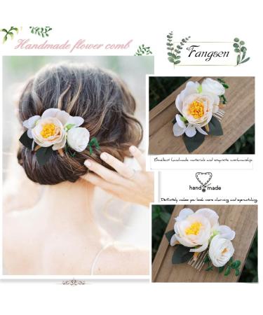 Fangsen Hibiscus Rose Flower Hair Comb - Bridal Headpiece for Brides & Bridesmaids - Buy Online on GoSupps.com