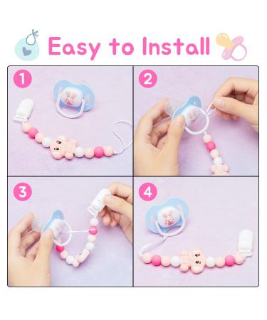 Silicone Pacifier Clip Set for Babies - Elephant, Unicorn, Fox, Hedgehog Design - Teething Soothie Toy and Keepsake Gift - Buy Online on GoSupps.com