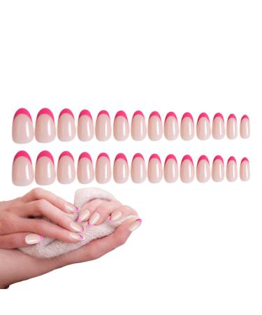 Press On Nails Almond - Short Almond Nails - French False Nails Easy to Match Almond-Shaped Fake Nails for Valentine's Day Wedding Dating Rowces Style 2