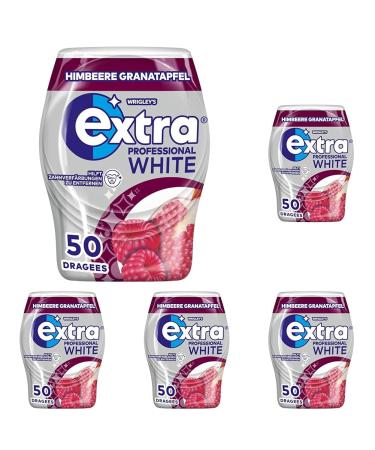 Extra Professional White Chewing Gum Raspberry Pomegranate 50 Dragees (Pack of 5) Raspberry Pomegranate 50 pieces (Pack of 5)