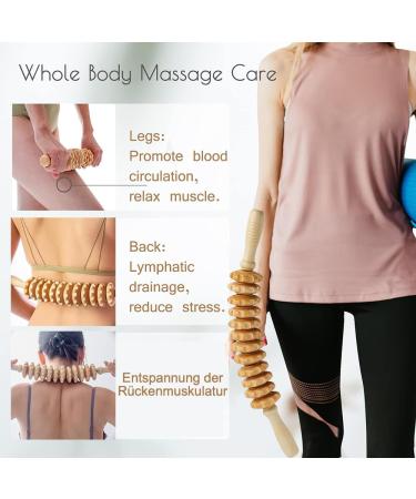 Accmuzzy Wooden Fascia Roll & Massage Roller - Ultimate Muscle Relaxation & Body Shaping Device for Legs - Buy Online on GoSupps.com