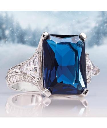 925 Sterling Silver Shiny Ladies Set Zircon Micro Set Sapphire Diamond Ring Square Zircon Ring Eternity Wedding Engagement Bridal Wedding Promise Cocktail Ring Fashion Jewelry Size 6-10 563 (9)