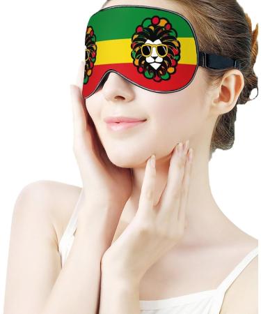 Lion Glasses Jamaica Rasta Sleep Mask Eye Cover for Sleeping Blindfold with Adjustable Strap Blocks Light Night Travel Nap for Men Women - Buy Online on GoSupps.com