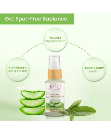 Lotus Herbals Active Aloe + Niacinamide Brightening Boost Serum | Enhances Radiance & Hydrates Skin | Praben Free | All Skin Types 30ml - Buy Online on GoSupps.com