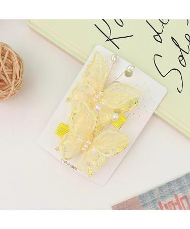 Girls Hair Clips Cute Butterfly Hair Clips Non-Slip Girls Hair Accessories Kids Barrettes for Birthday Christmas Children's Day Gift (Yellow)