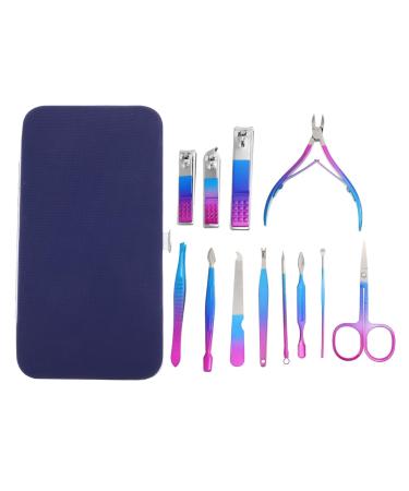 FRCOLOR 1 Set Nail Set Travel Nail Clippers Pedicure Tools Stainless Steel Set Eyebrow Remover Dead Skin Push Pedicure Care Tools Pu Leather Colorful Manicure Trimmer Set Nail Trimmer Flat