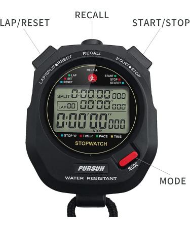 JUNSD Professional Stopwatch Timer for Sports 100 Lap Stopwatch Digital Sports Stopwatch with Countdown Timer 100 Lap Memory 0.001 Second Timing Water Resistant  Black - Buy Online on GoSupps.com