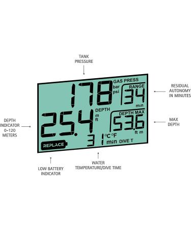 Cressi Scuba Diving Pressure and Depth Gauge - Easy-to-Read Design - Digi2 - Blue - Buy Online on GoSupps.com