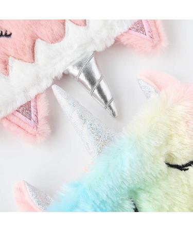 Booluee 2 Pcs Soft Plush Unicorn Sleeping Mask Set with Earplugs - Cute Animal Eye Mask for Kids, Girls, Women - Perfect for Plane Travel, Nap, Night Sleeping - Buy Online on GoSupps.com