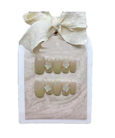 Handmade Nail Wearing False Nail Set with Gradual Bow Knot Small and Fresh Whitening Detachable Nail Patch (Size : XS)
