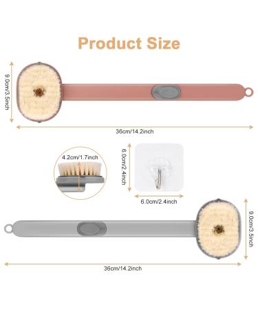 Ainiv 2 Pack Back Scrubber for Shower with Soap Dispenser - Long Handled Exfoliating Body Scrubber - Wet/Dry Brushing - Soft Bristles - Grey & Pink - Buy Online on GoSupps.com