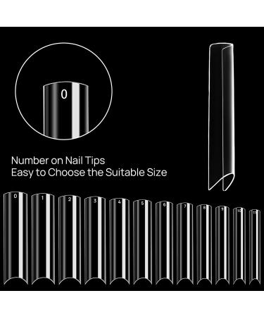 240 Pcs XXL Clear C Curve Nail Tips with Box - Straight Square Shape Half Cover False Nails for Salons - 12 Sizes - Buy Online on GoSupps.com
