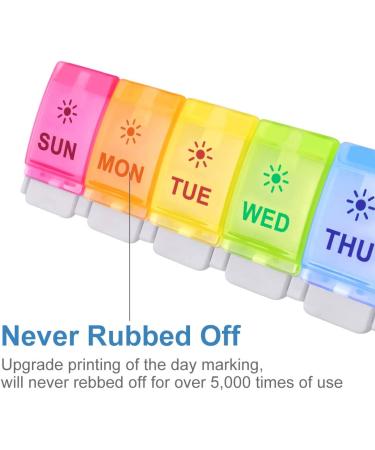 DANYING Large 7-Day Pill Organizer - Push Button Weekly AM PM Pill Box - Rainbow Vitamin Container - Buy Online on GoSupps.com