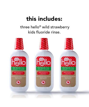 Hello Kids Wild Strawberry Natural Flavor Anticavity Fluoride Rinse - Vegan  Alcohol Free  and SLS Free Mouthwash for Children Age 2 and Up - 16 Ounce (Pack of 3) 3 pack rinse - Buy Online on GoSupps.com