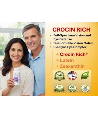 Crocin Rich 7.5 mg Crocin (Key Saffron Active) + Lutein & Zeaxanthin Eye Supplement, 60 Tablets Vision & Macular Support for 50+, Healthy Eye Pressure & Screen Comfort, Clinically Studied Crocin - Buy Online on GoSupps.com
