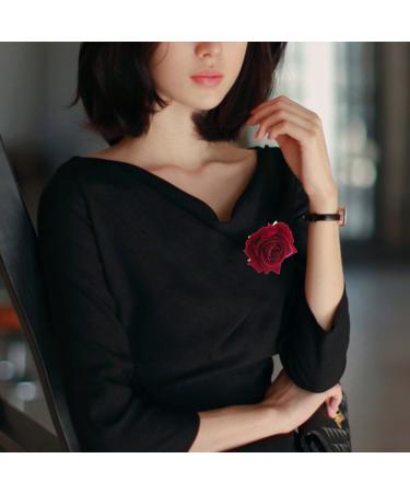 Lurrose 2 in 1 Large Rose Hairpin & Clip - Wine Red Flower Brooch for Women | Elegant Party Accessory - Buy Online on GoSupps.com