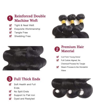 Drosuud Body Wave Human Hair Bundles 18 20 22 Inch - Brazilian Virgin 12A Hair Deals - Buy Online on GoSupps.com